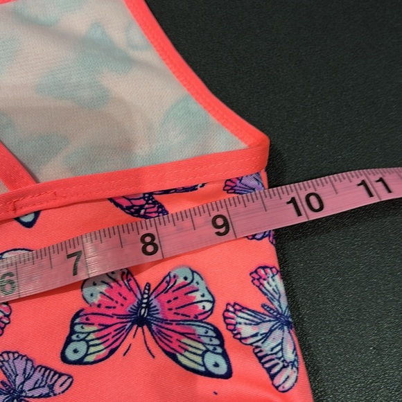 Bobbie Brooks 2 pc. bikini,butterfly pattern, Tie ruched hip, X back top - Picture 3 of 5